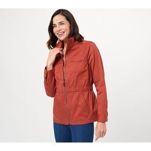 Belle by Kim Gravel Red Utility Jacket with Stand-Up Collar